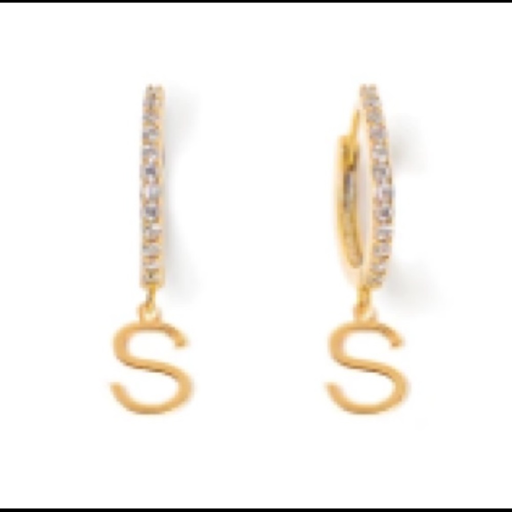 Large Letter Huggie Earrings - Tess+Tricia LETTER S